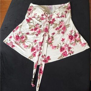 Smocked White & Pink Floral Strapless Tube Top XL Juniors (15–17)